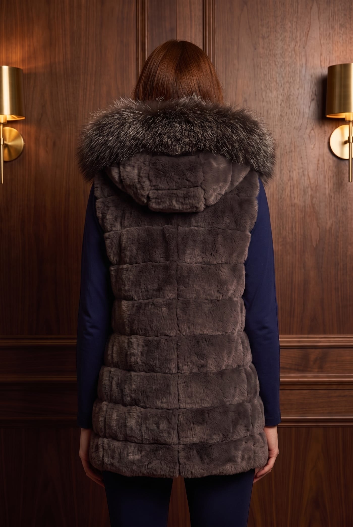 Style 183221 quilted fur gilet, back view