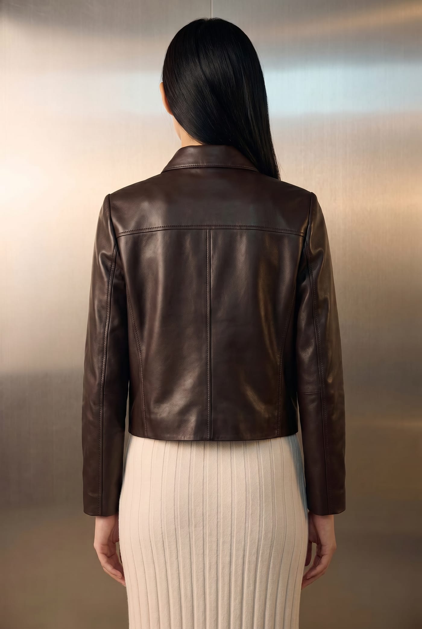 Lambskin zip jacket, back view