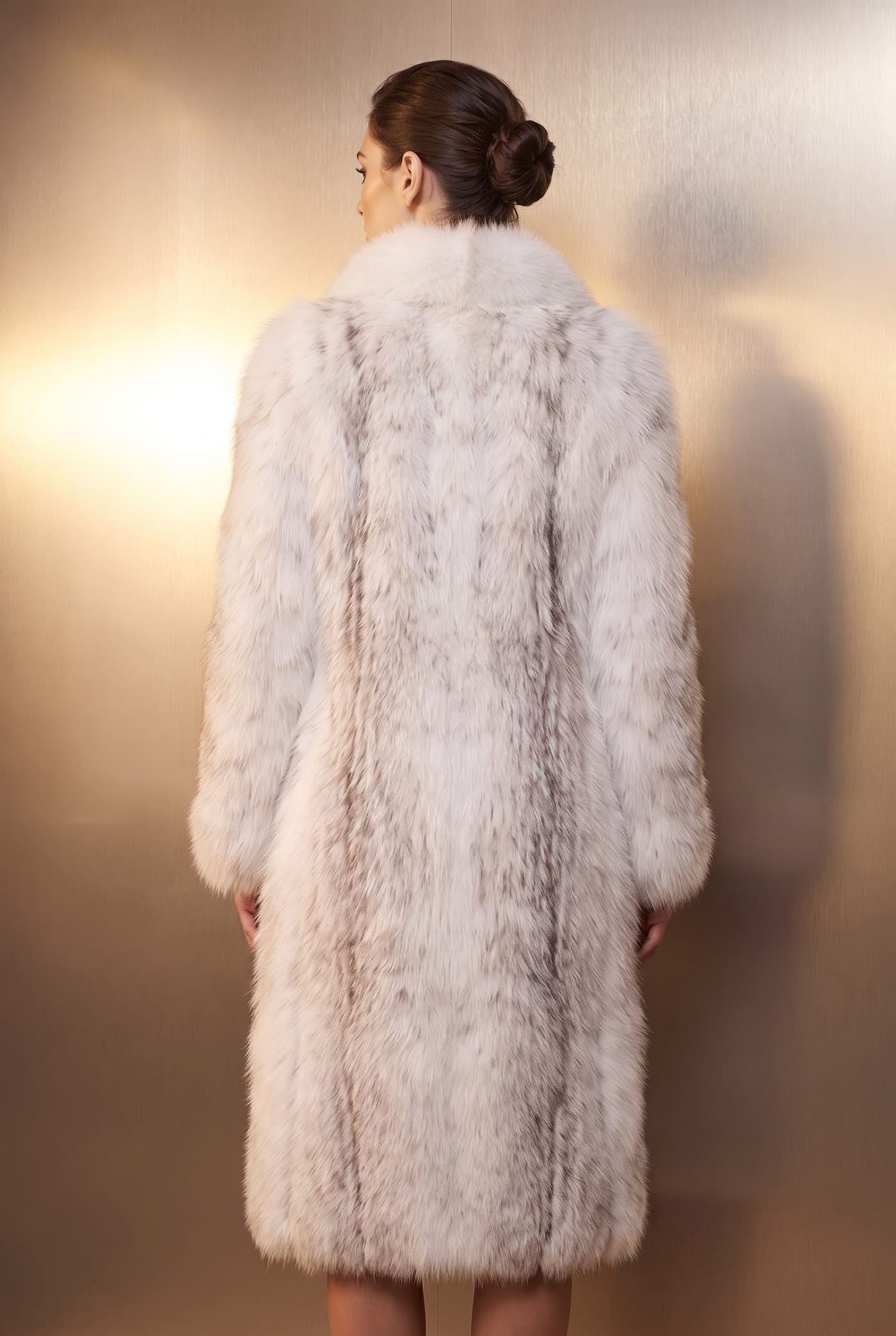 Style 23008 Arctic fox coat, back view