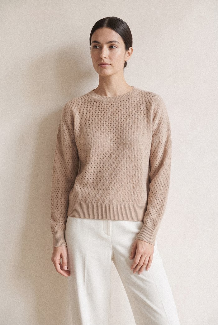 Open-Stitch Crewneck