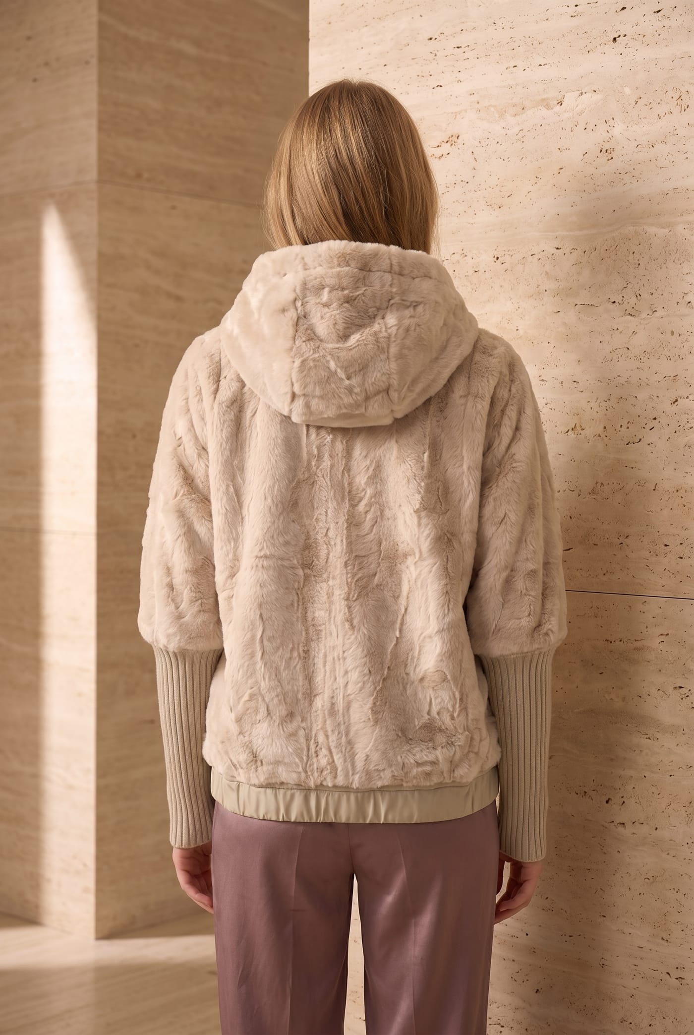 Style 266726 hooded bomber, back view