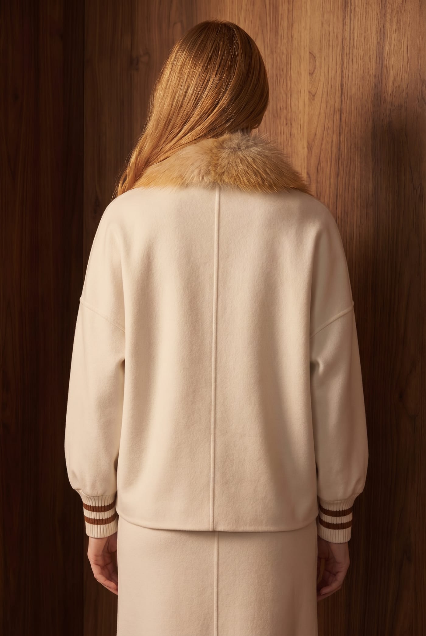 Style 355710-1 fox trim bomber, back view