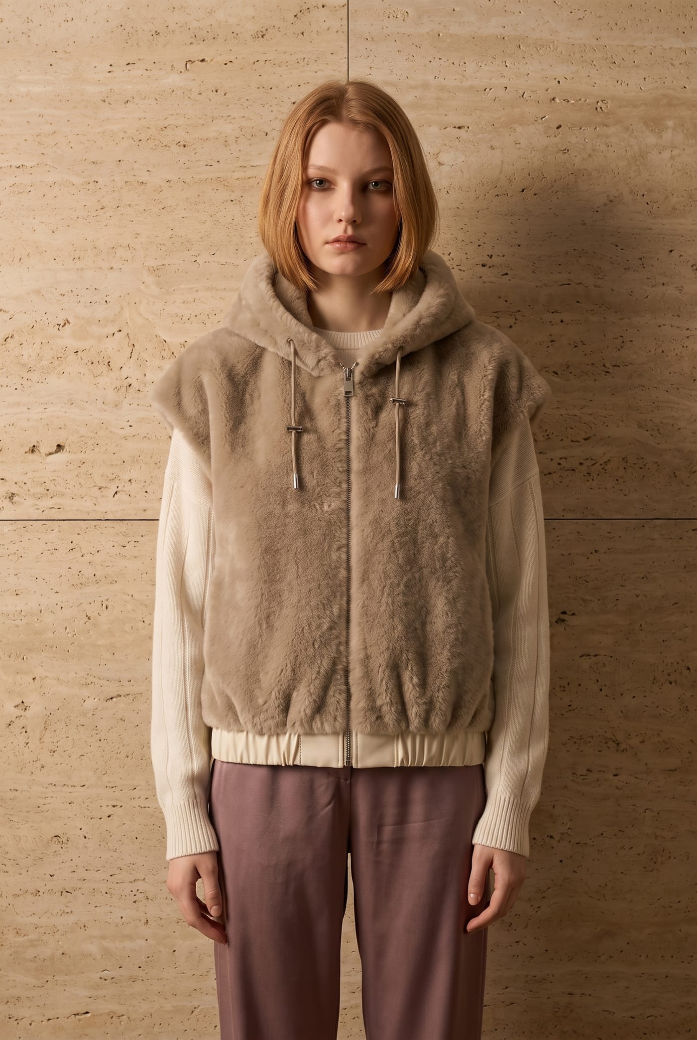 Style 586988 palomino reversible faux fur gilet