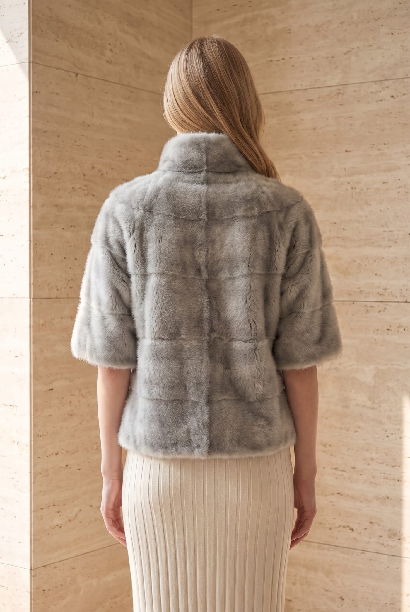 Style 600MINK faux mink jacket, back view