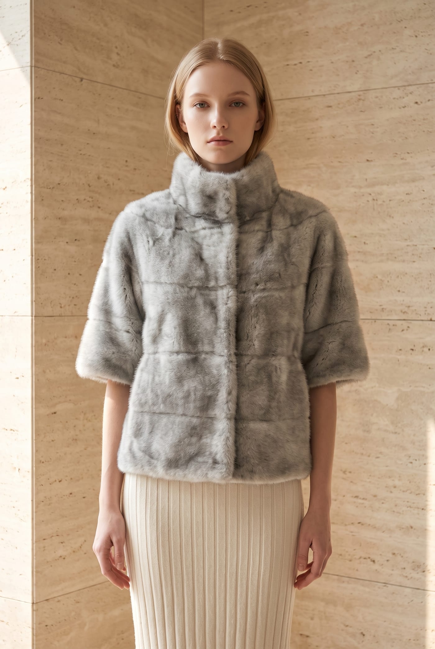 Style 600MINK grey faux mink jacket, front
