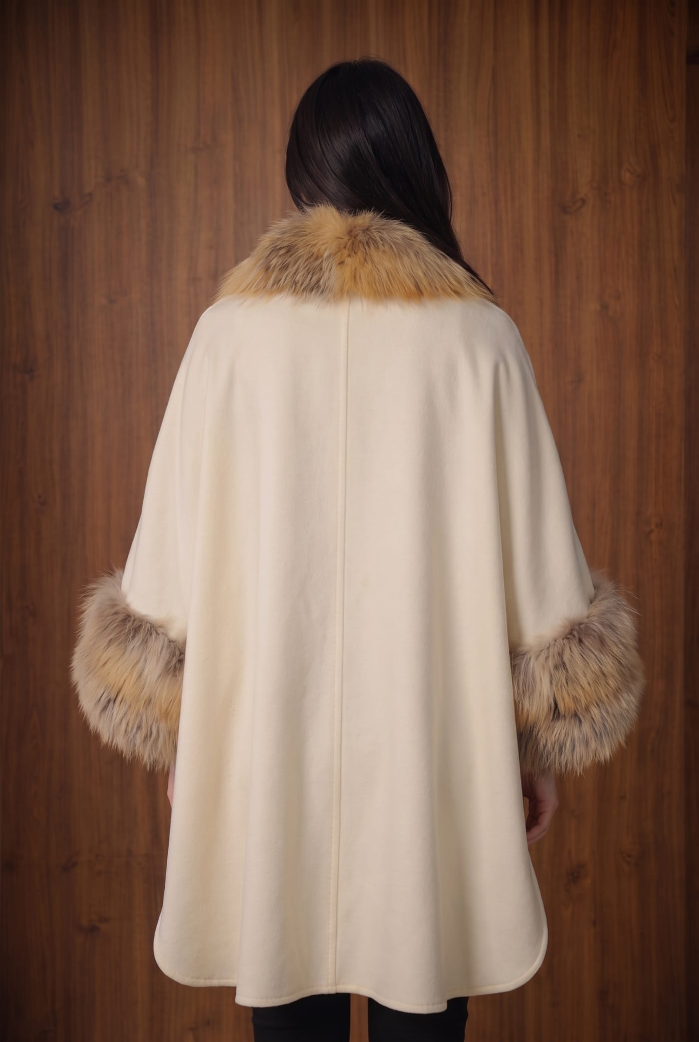 Style 683798 cashmere cape, back view