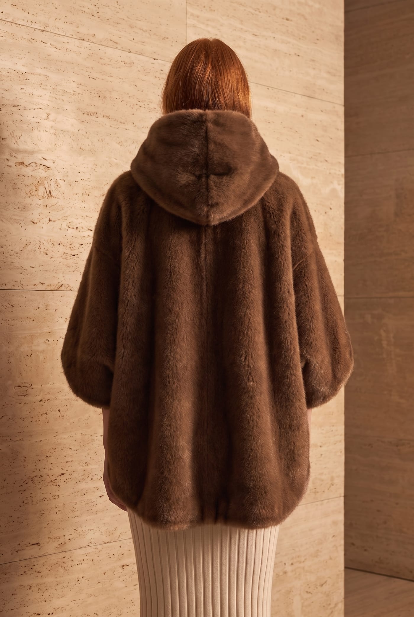 Style LEA faux fur cape, back view