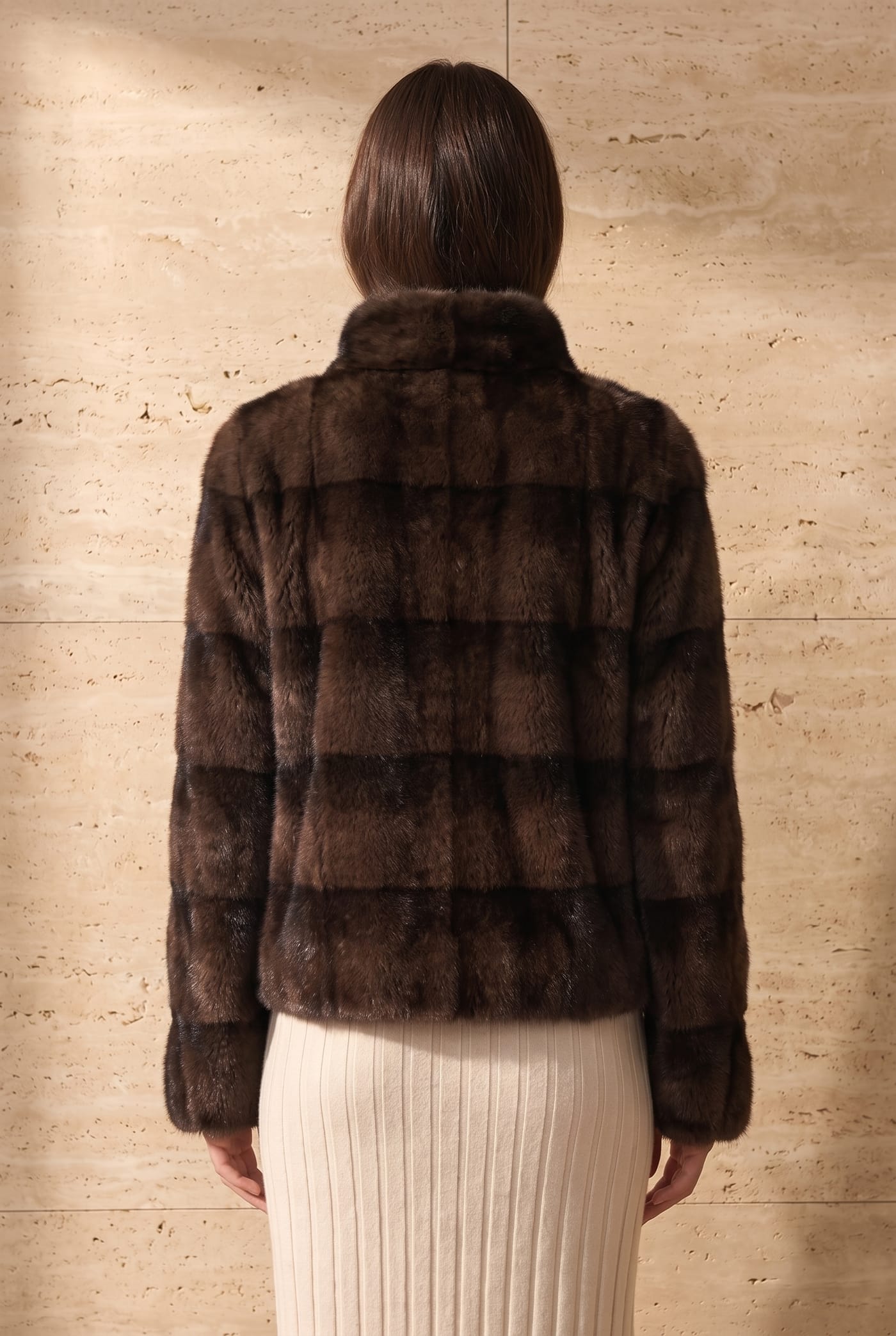 Style K5326 faux mink jacket, back view