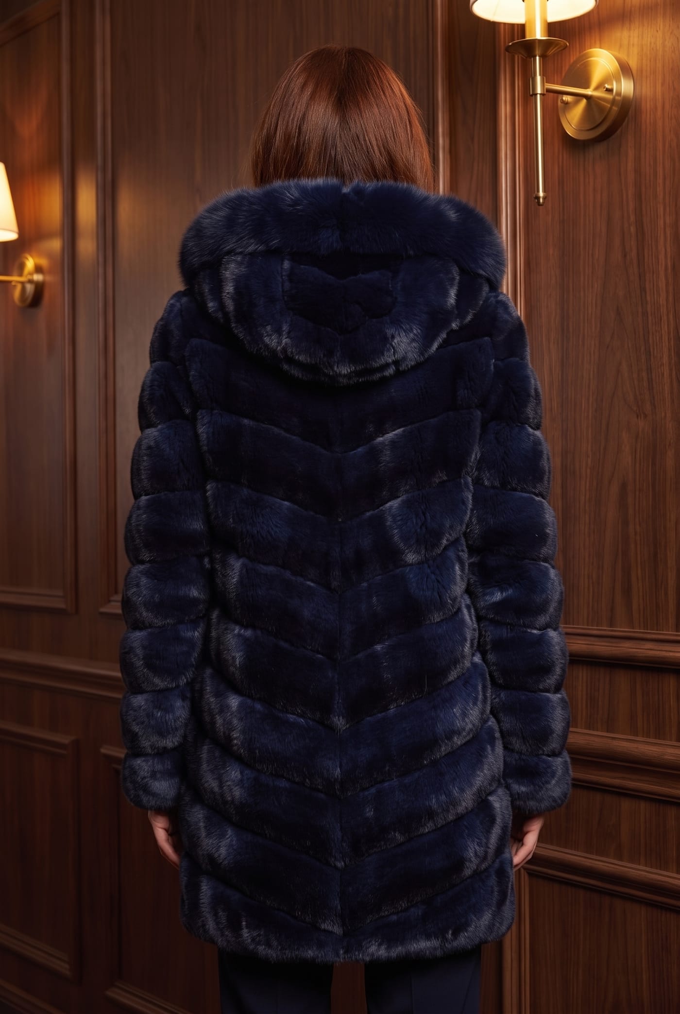 Style LAORA chinchilla coat, back view