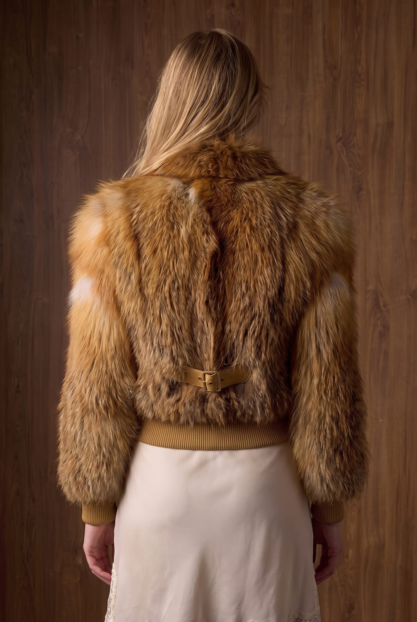 Style MORA red fox jacket, back view