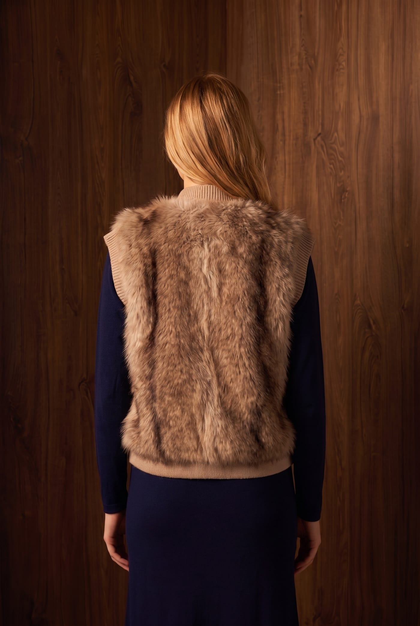 Style NF-1 knit vest, back view