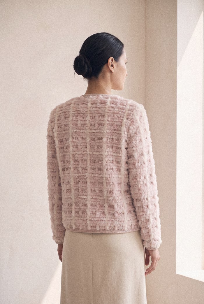 Style ROSAY mink tweed jacket, back view