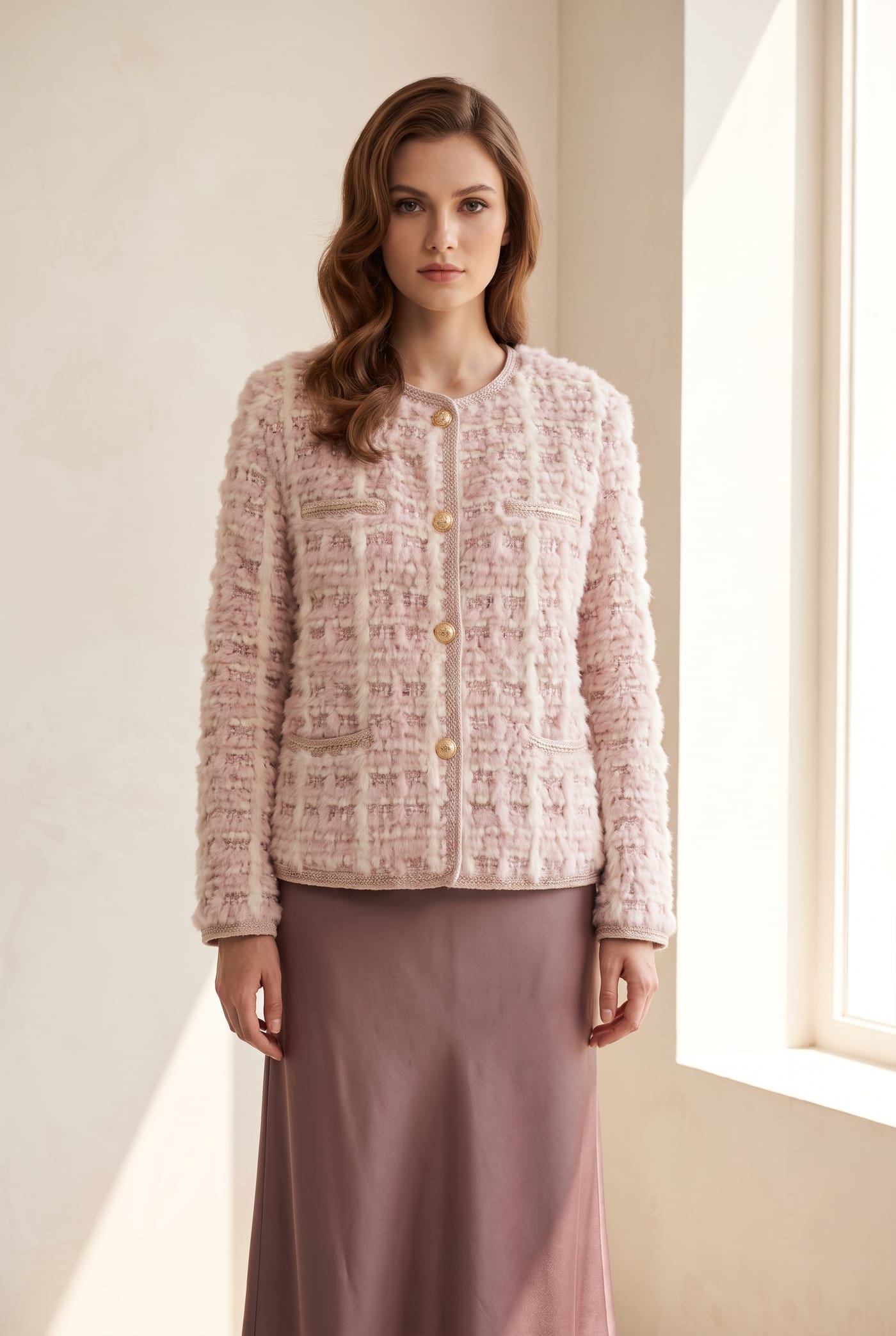 Style ROSAY mink tweed jacket, front
