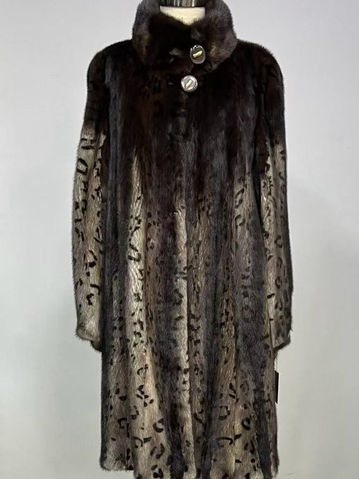 Brown leopard mink coat on the dress form