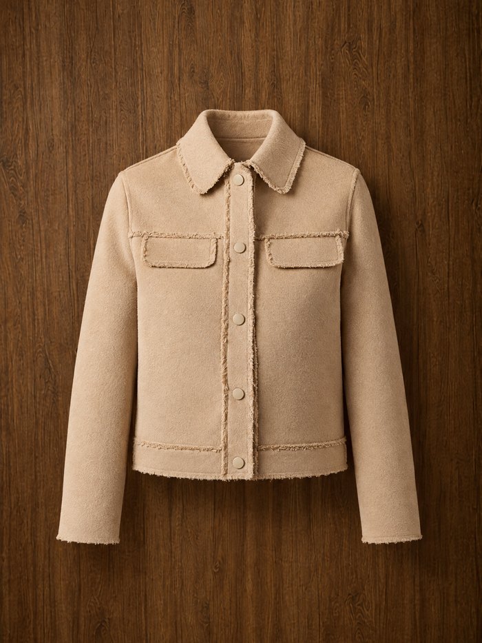 Rebecca cashmere shirt jacket in beige, front