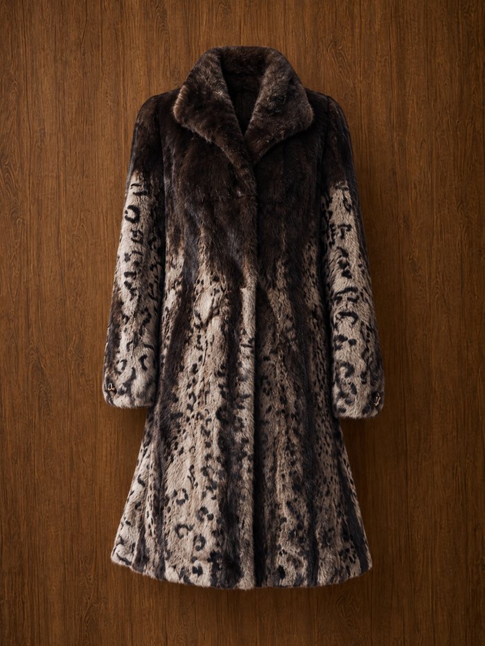 Leopard-dyed mink coat, front