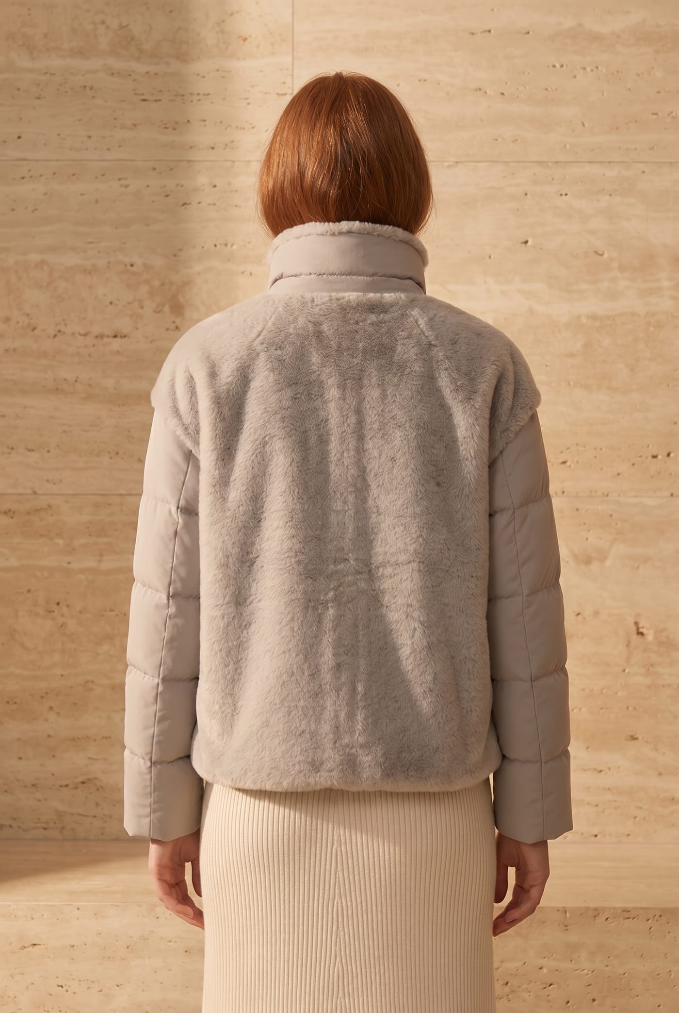 Style VANESSA faux fur puffer, back view