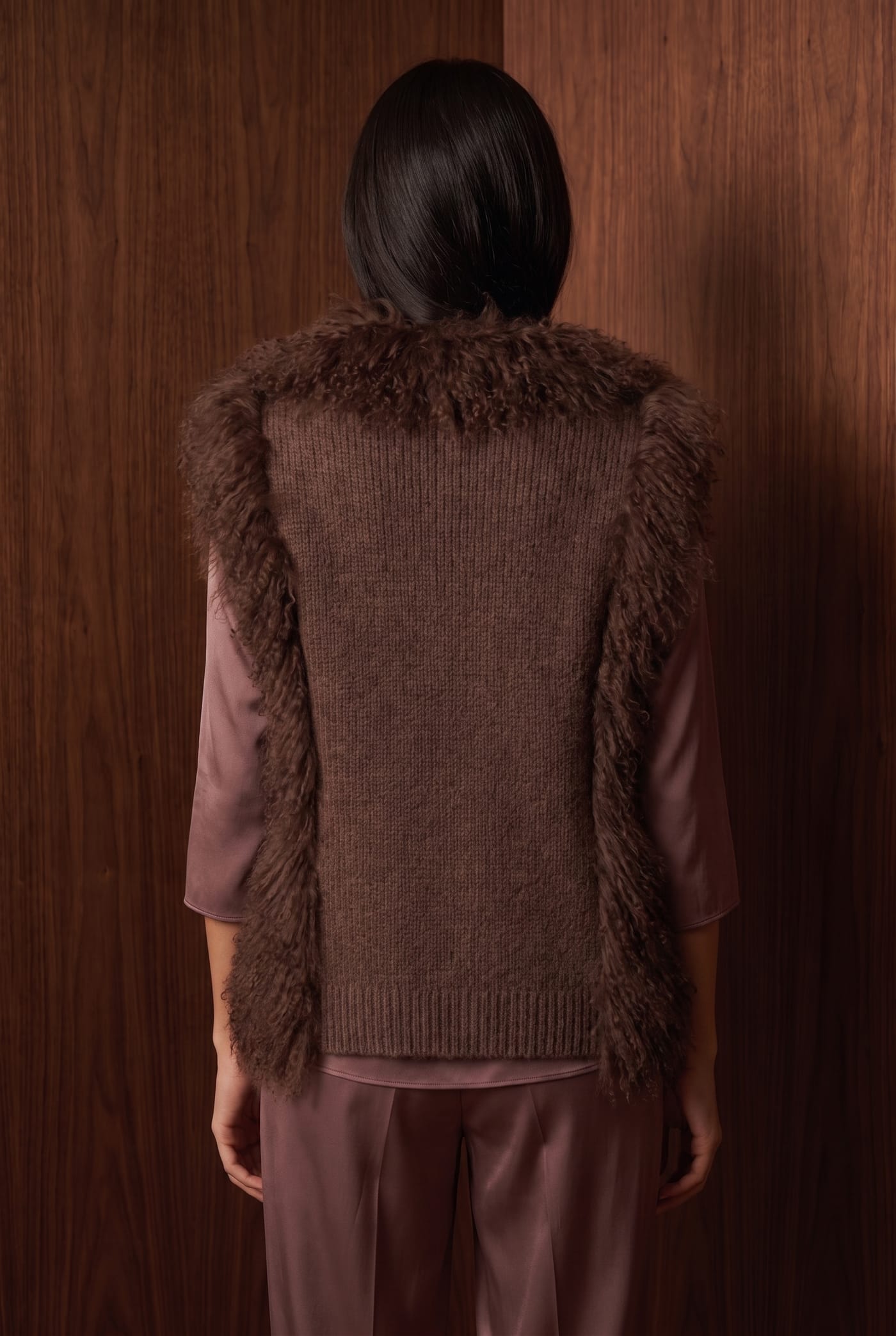 Style VERENA Tibetan lamb gilet, back view