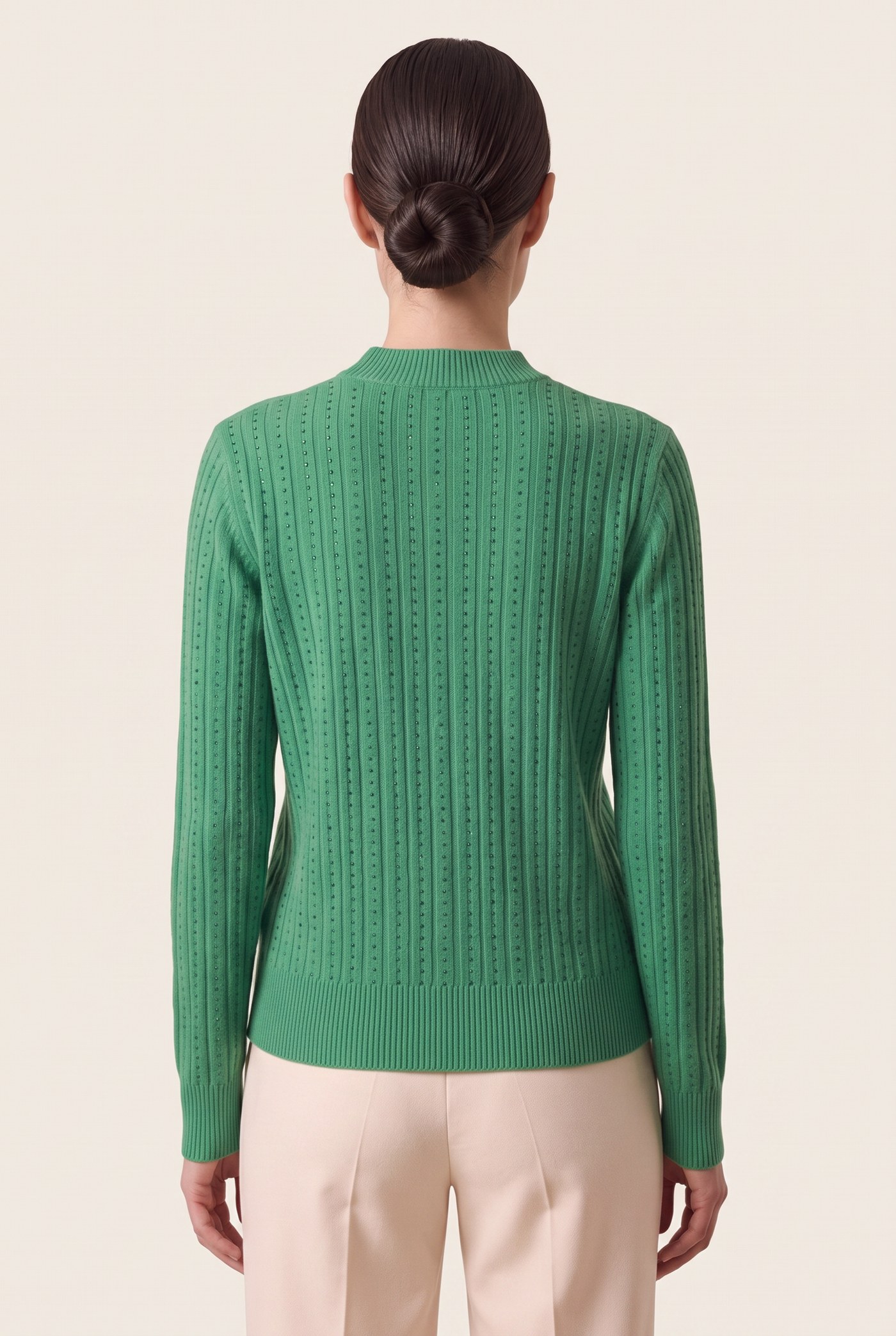 Style YRL512 green sweater, back view