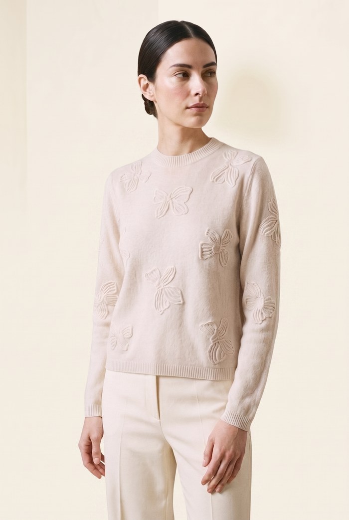 Bow Motif Cashmere Sweater