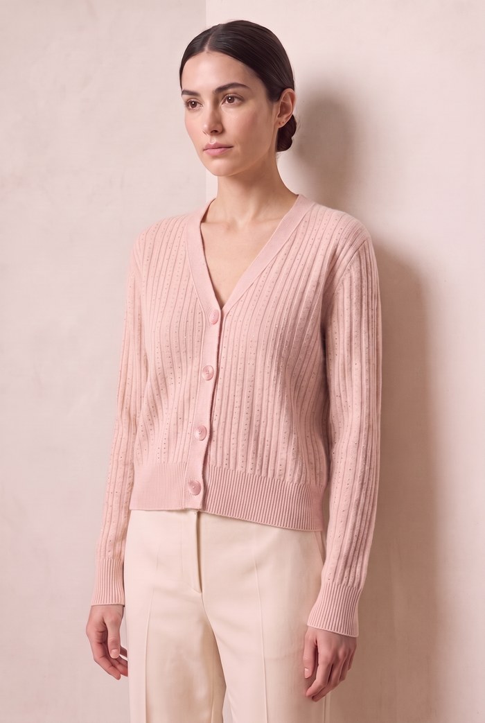 Rhinestone V-Neck Cardigan